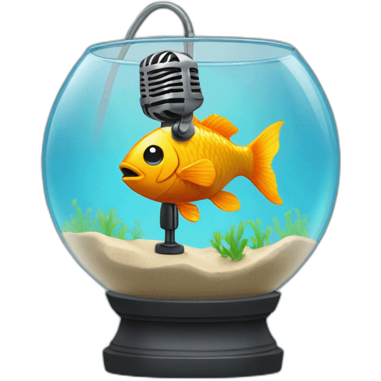 fishbowl with a microphone inside emoji