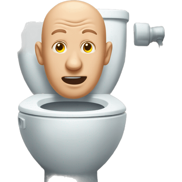 Bald man’s head popping out of a toilet emoji