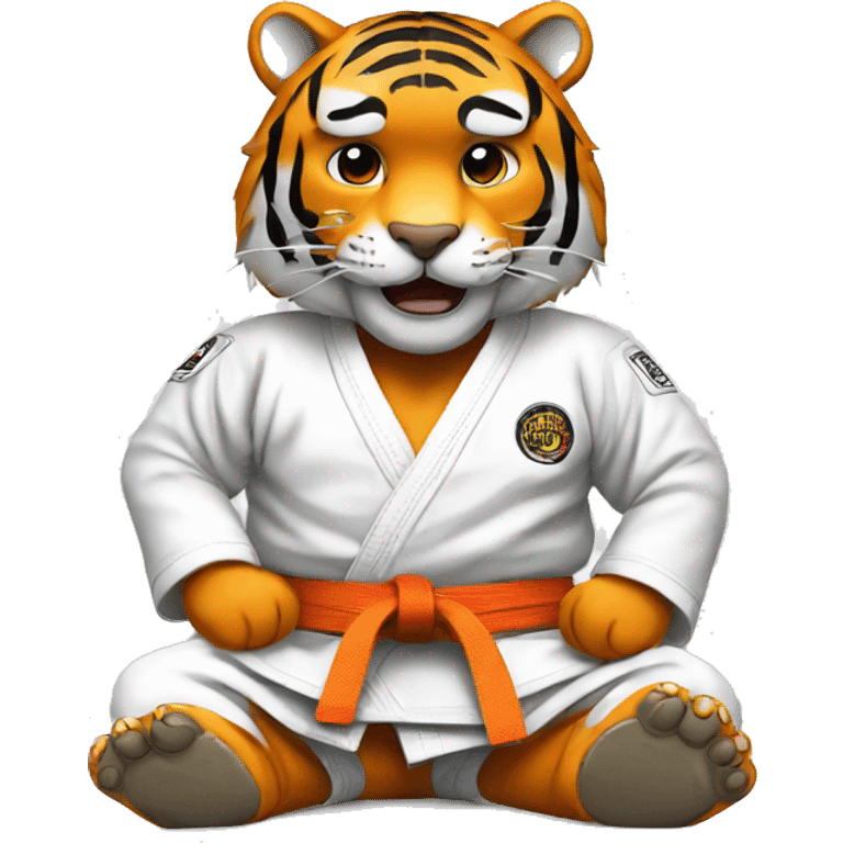 Tiger sitting black belt jiu-jitsu  emoji