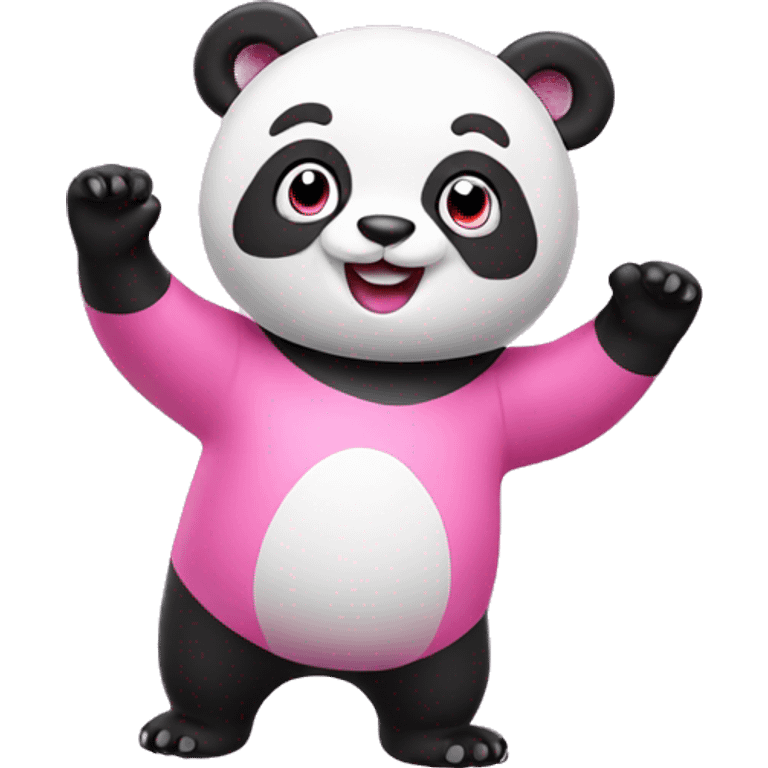 Pink panda waving hi  emoji