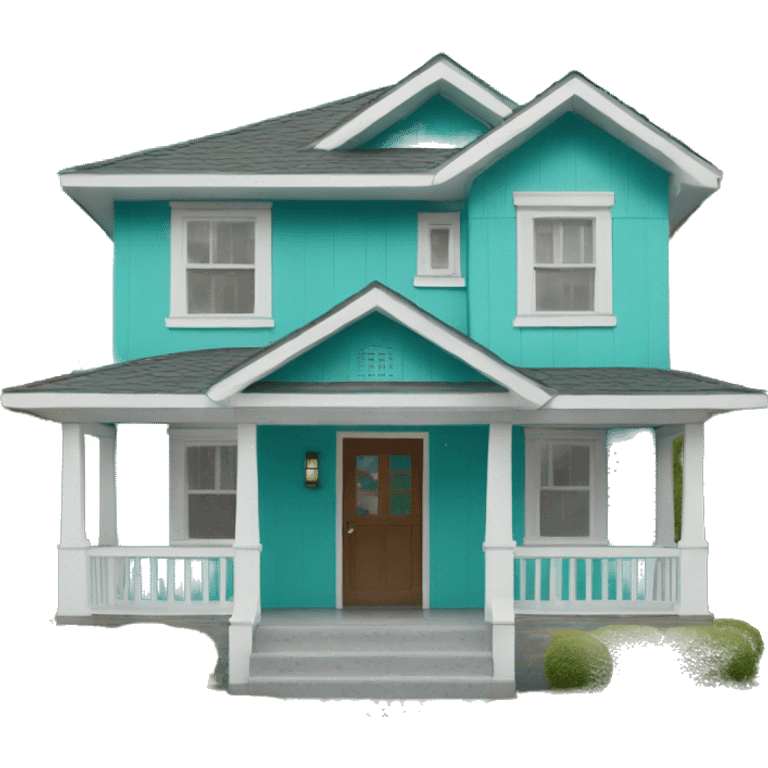 Turquoise and white craftsman style house  emoji