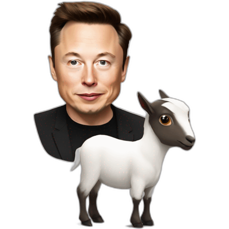 Elon musk on a goat emoji