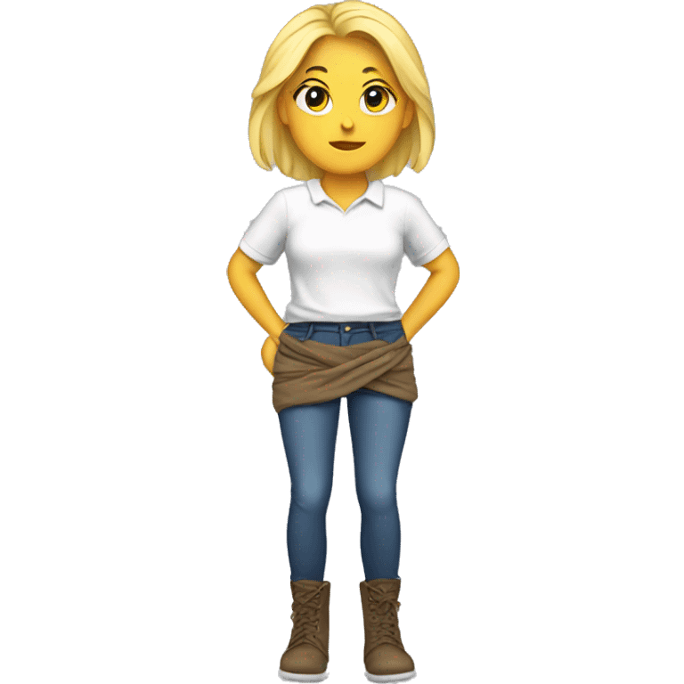 Blonde girl shirt tied around waist emoji