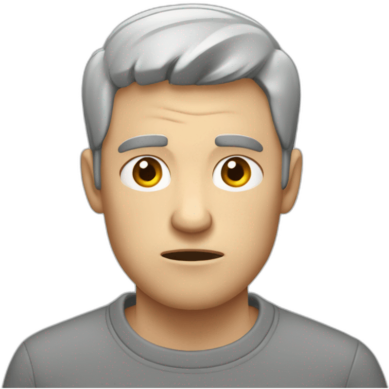 tired white man with very very very short hair in gray sweatshirt is very very very angry emoji