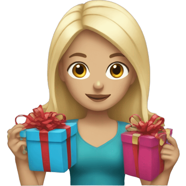 blonde girl with gifts  emoji