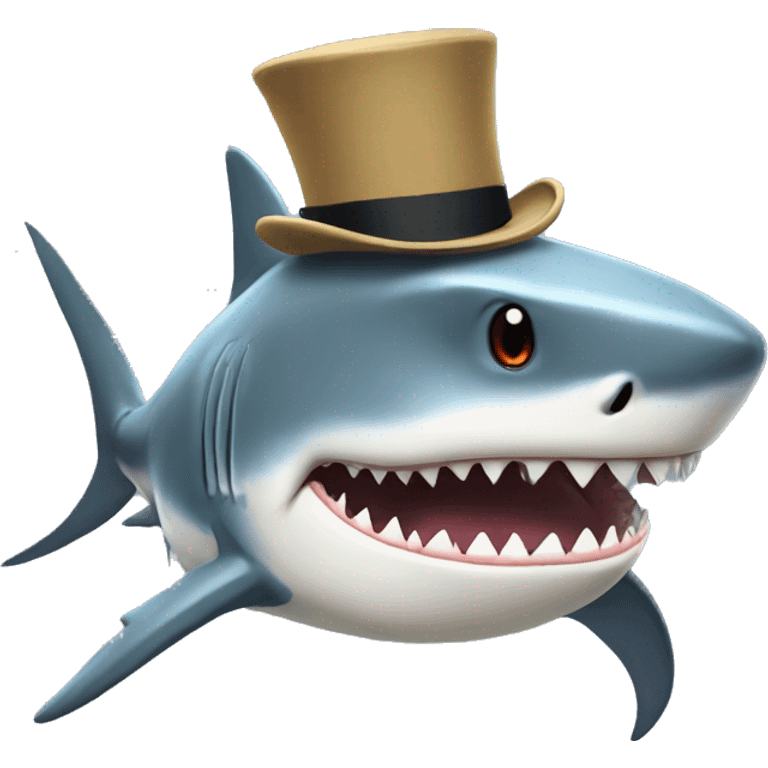 shark with tophat, in the style of Studio Ghibli emoji