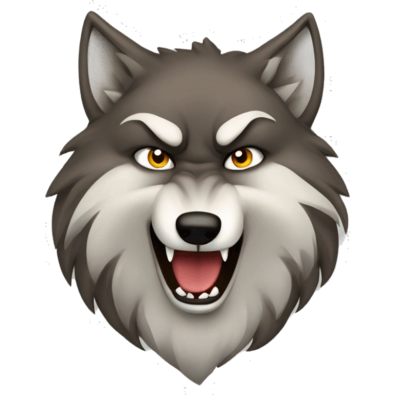 angry wolf,bergigi tajam berbulu lebat dengan mahkota di kepalanya  emoji