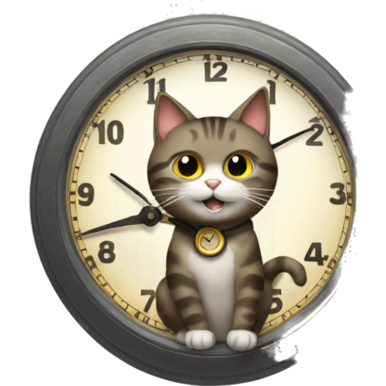 cat riding a clock emoji