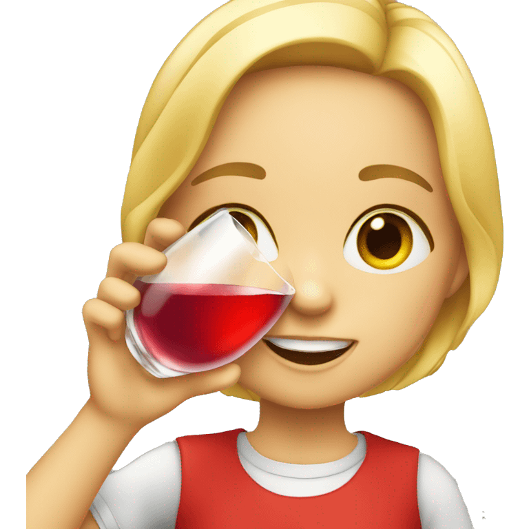 A girl drinking bubble red  emoji