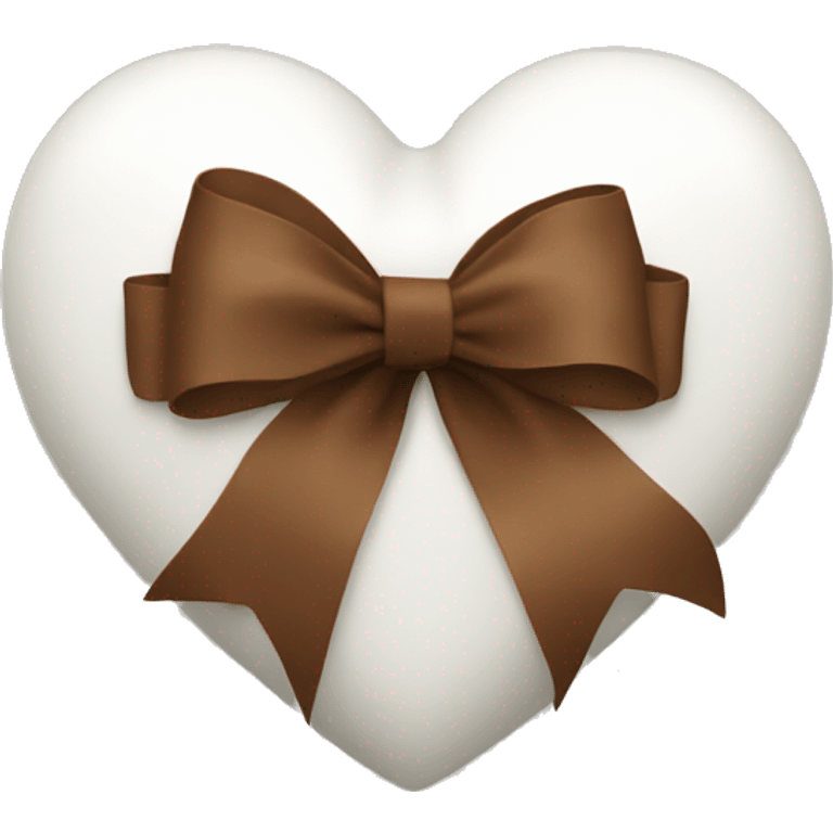 A white heart with brown ribbon emoji