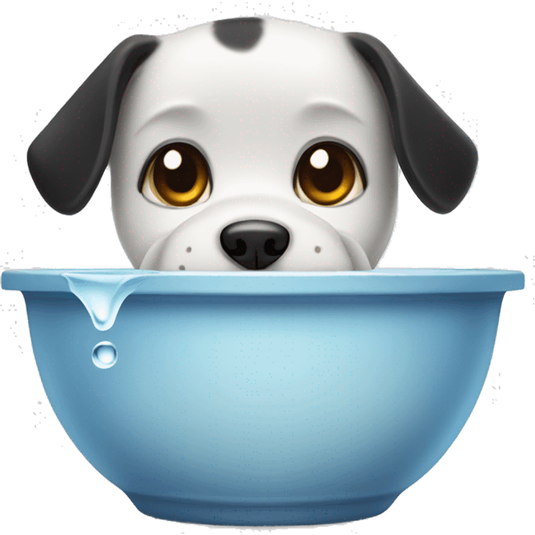 black white dog bowl with water emoji