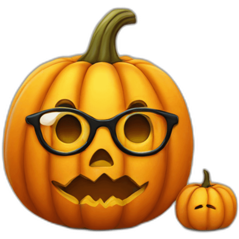 Cute Halloween pumpkin with glasses emoji