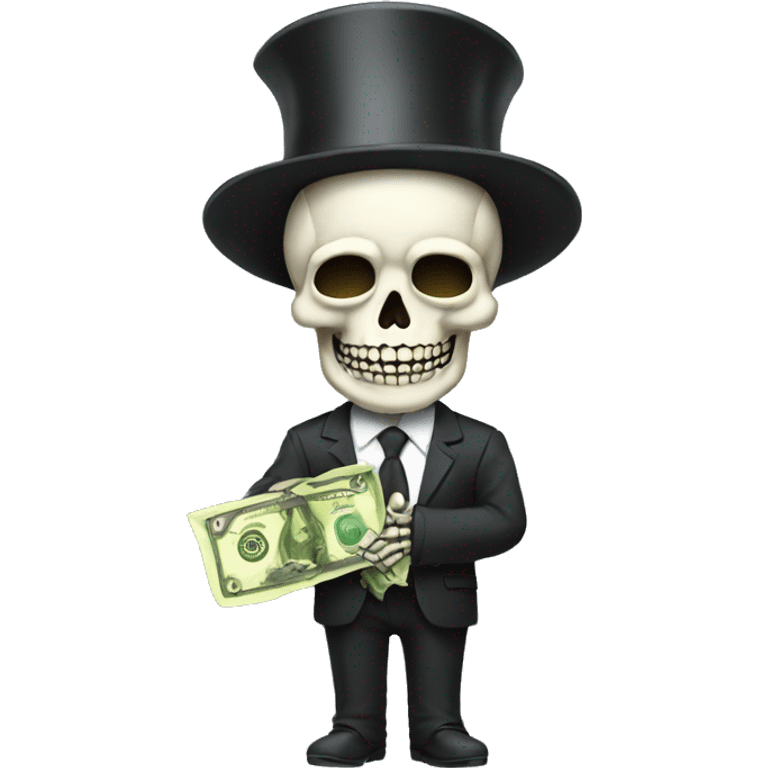 skeleton in suit with money emoji