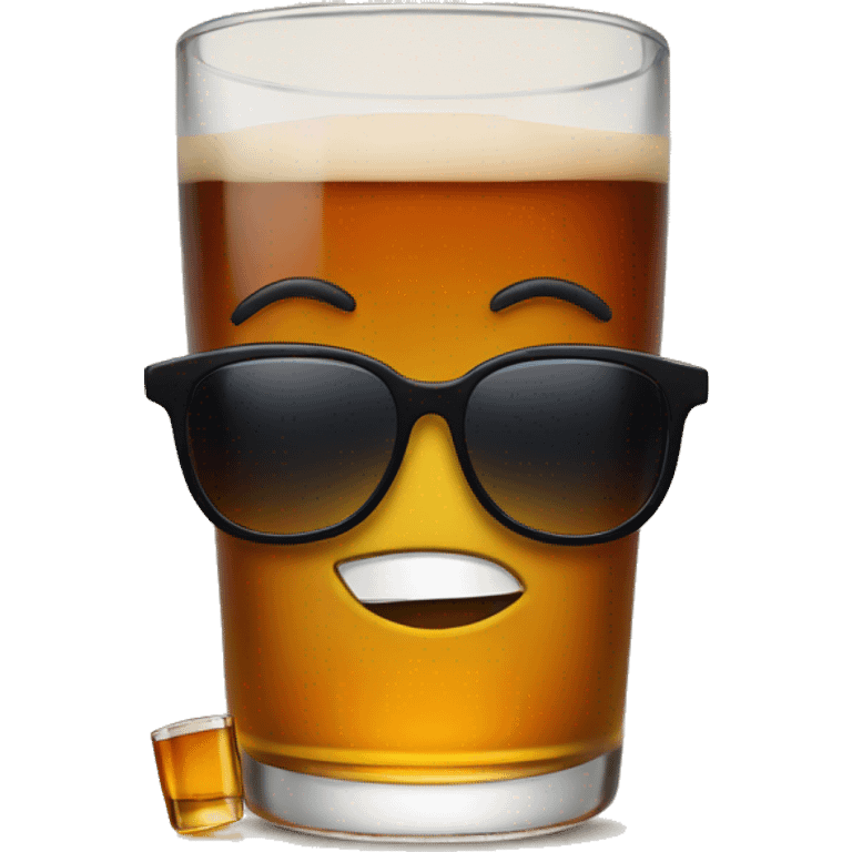 Emoji with sunglasses and a glas of whiskey emoji