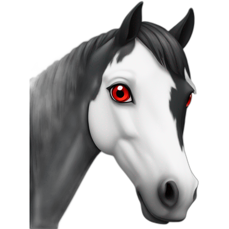 Black&white horse with red eyes emoji