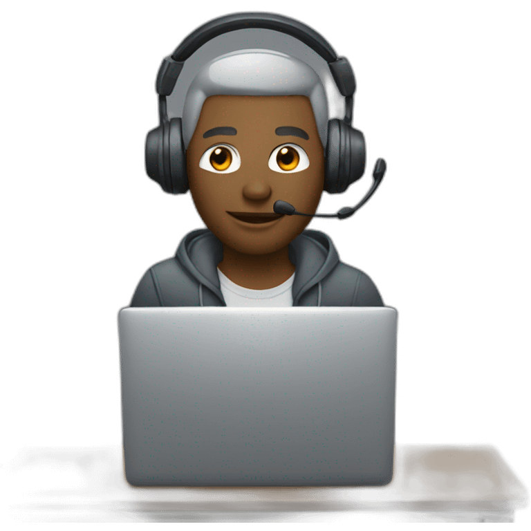 Player on his pc with headphones emoji