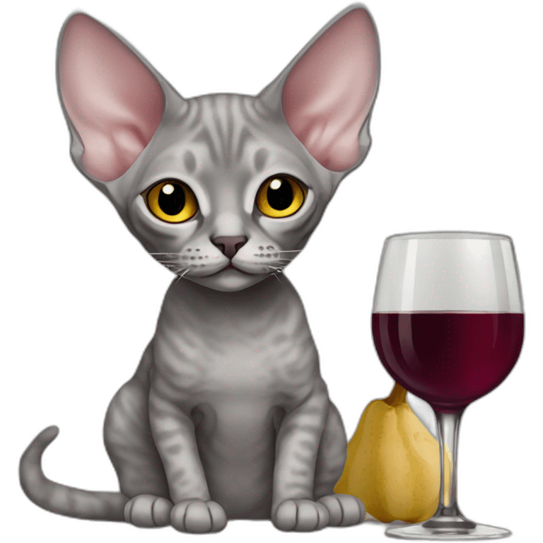 grey devon rex drinking wine emoji