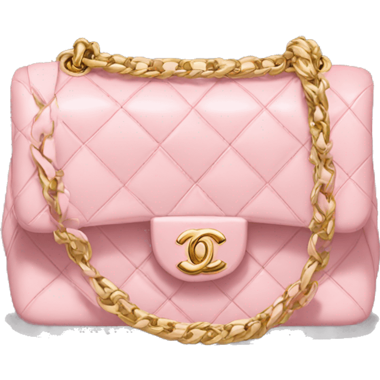 Light pink chanel bag with gold chain handle emoji