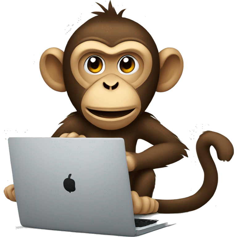 Funny monkey works at the computer  emoji