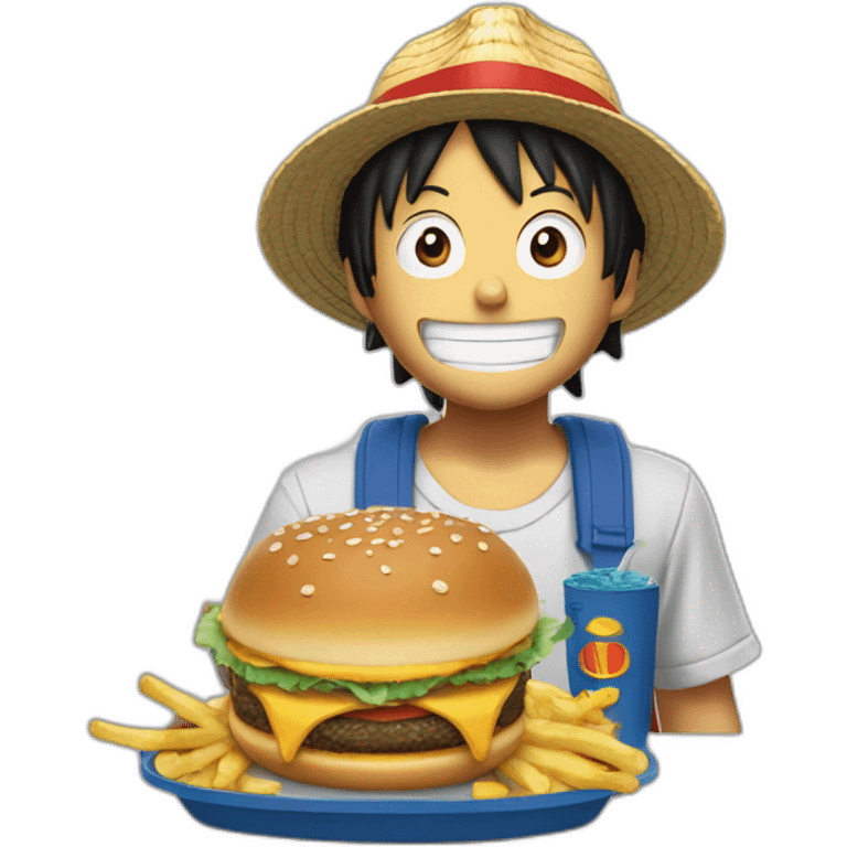 Luffy qui mange au mcdo emoji