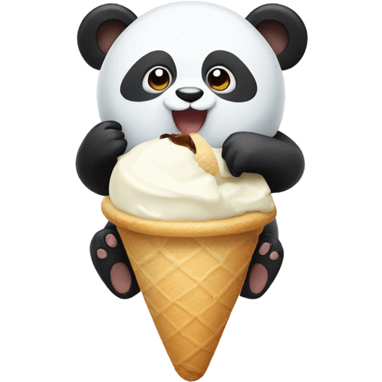 Panda eating ice cream emoji