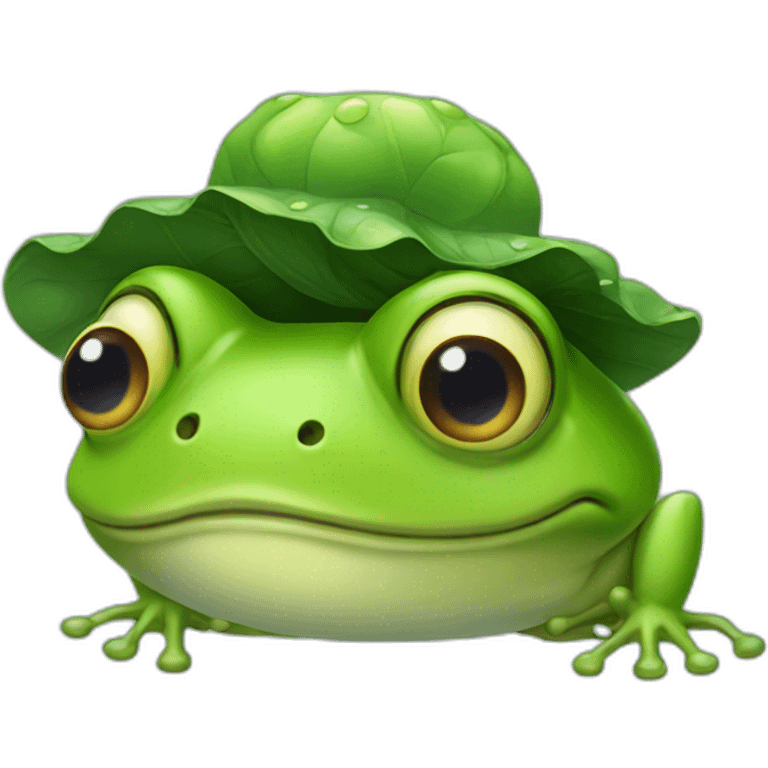 A frog wearing a toupee emoji