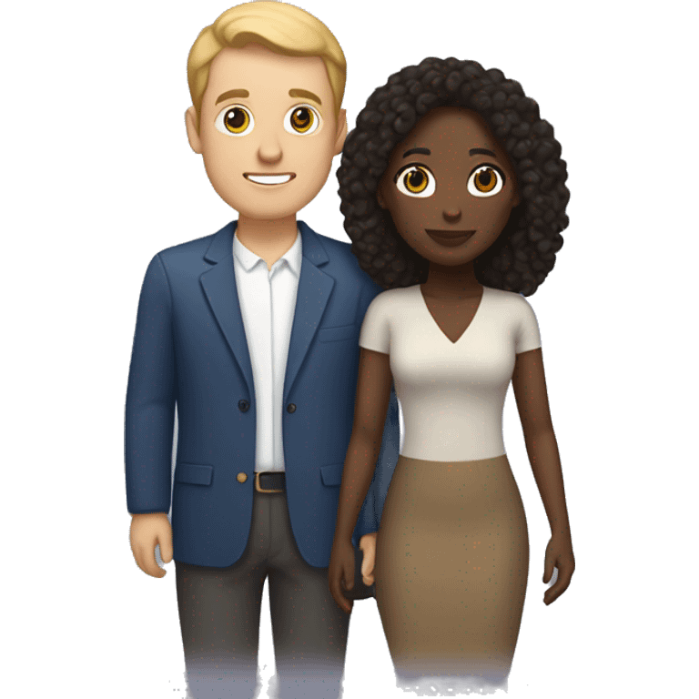 interracial couple with black woman and white man with brown hair emoji