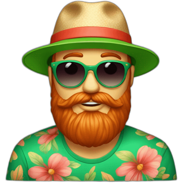 bright-red-beard-wearing-a-floral-shirt-and-wearing-green-sunglasses-and-a-bucket-hat-giving someone a hug emoji