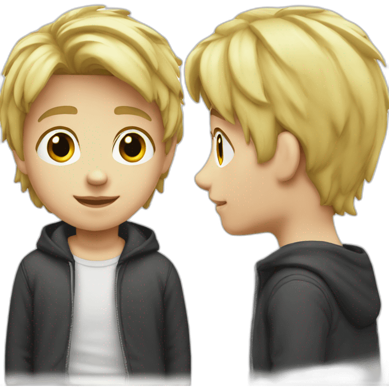 blond boy - cap balck - hair short - shirt black emoji