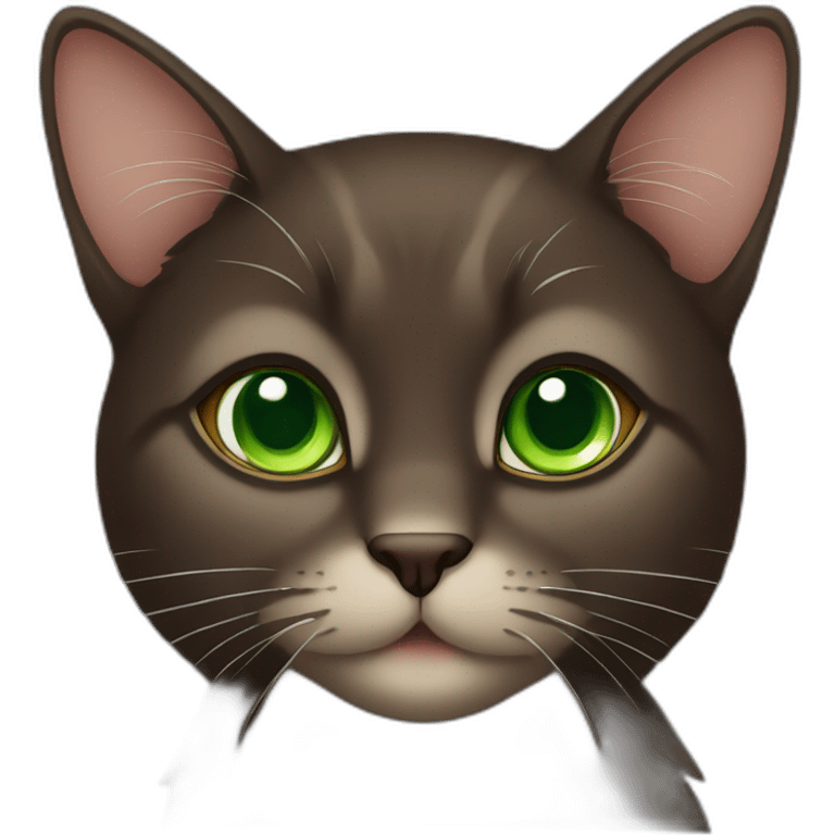 dark brown cat with green eyes emoji