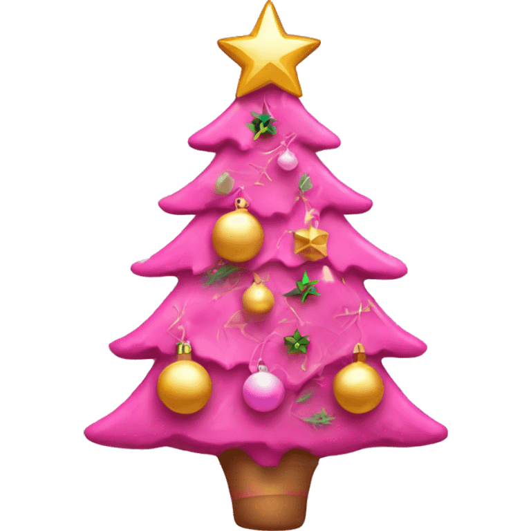 pink christmas tree with ornaments  emoji