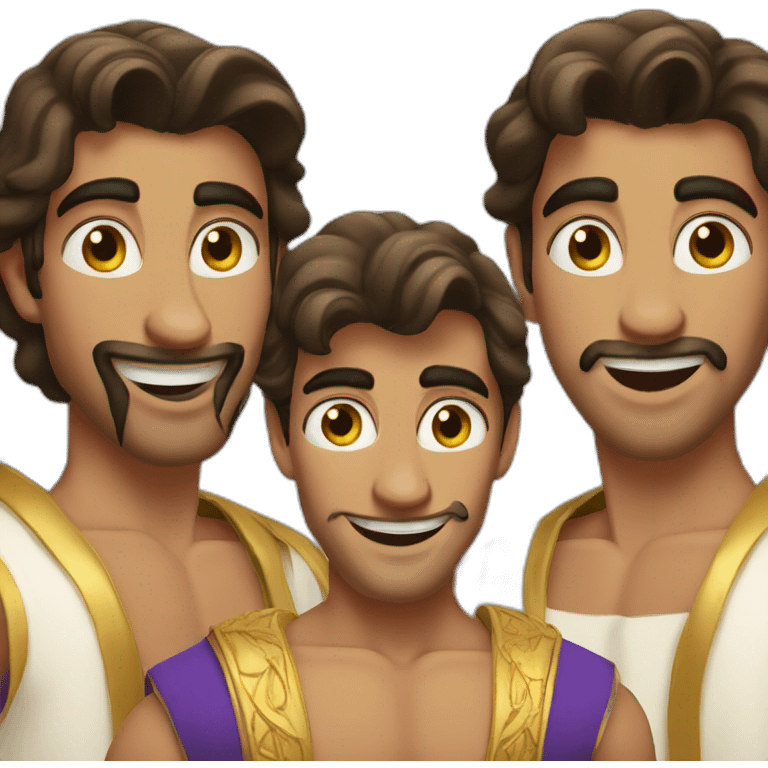 3 white men dressed like Aladdin  emoji