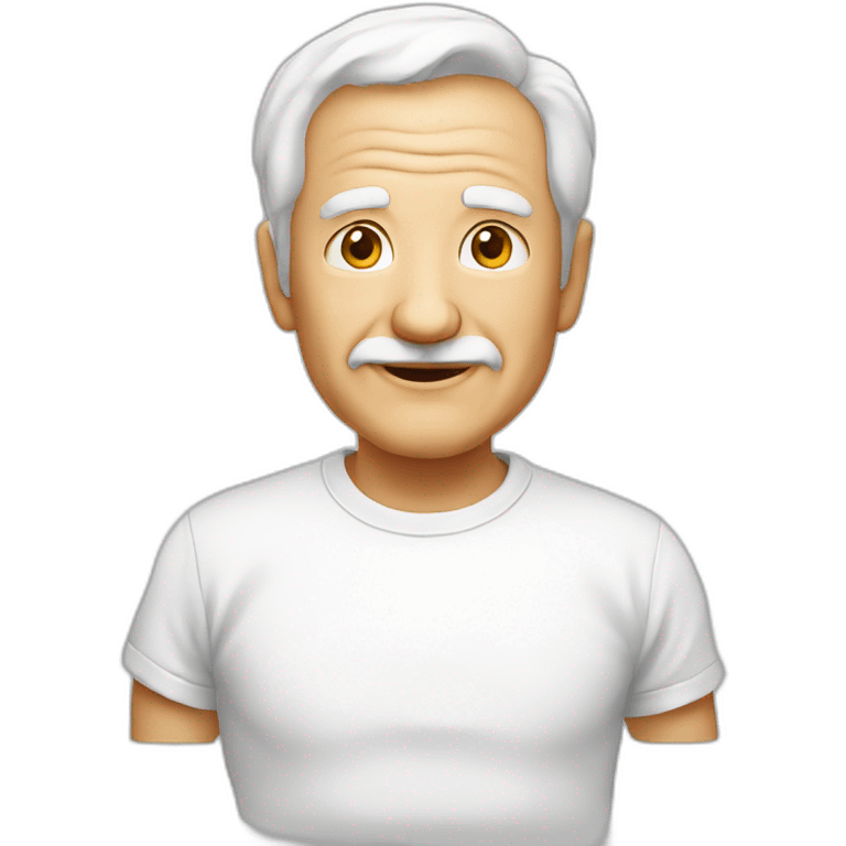 old man white t-shirt emoji