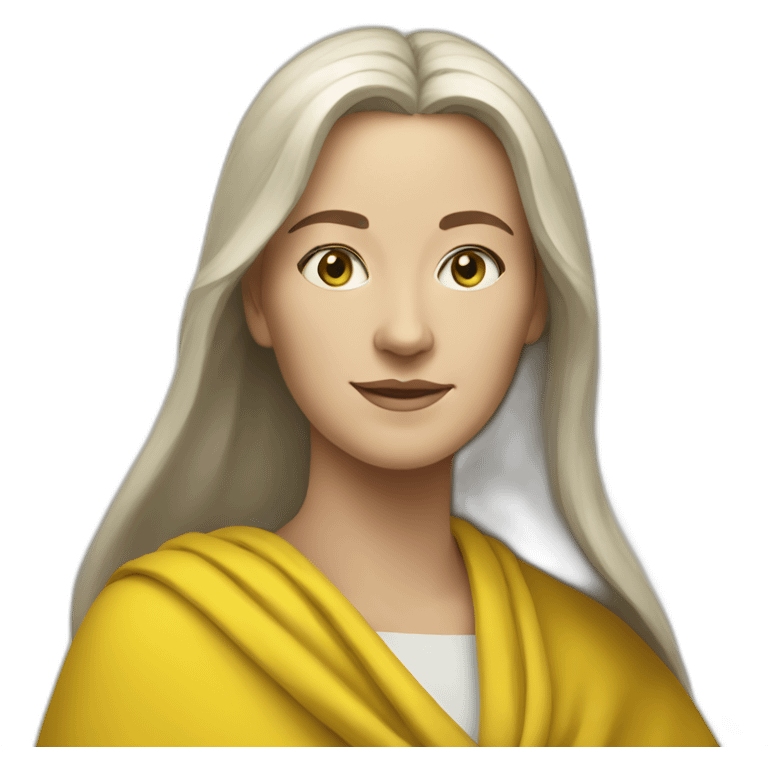 a white woman in a yellow shawl in full growth emoji