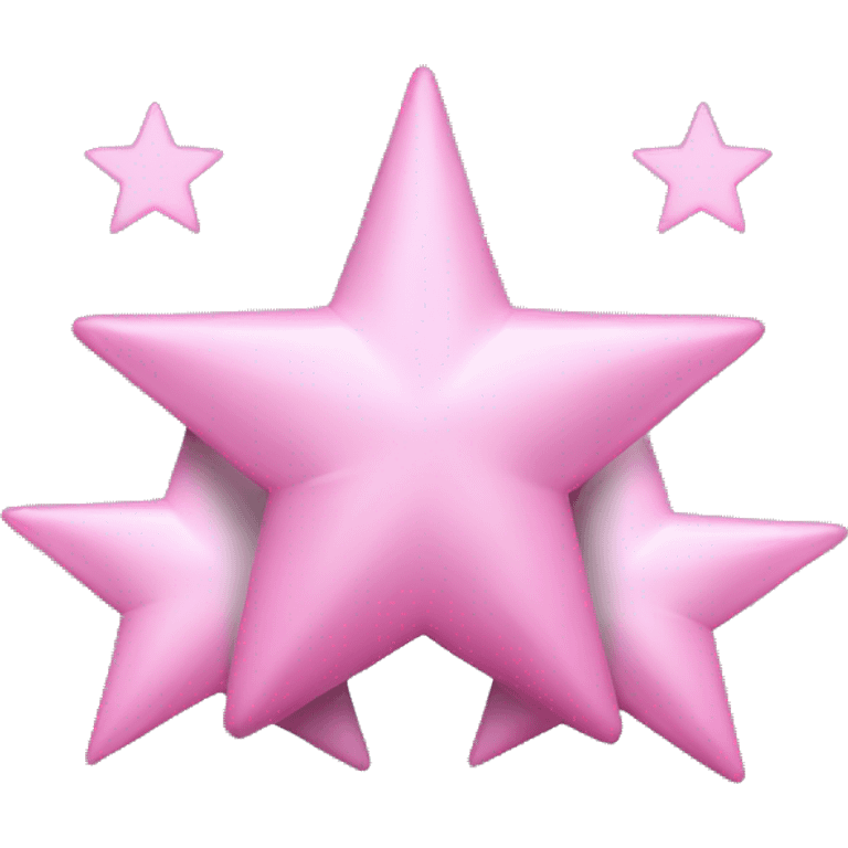 Three small pink , five-pointed stars grouped together. The stars have a slightly elongated shape, giving them a twinkling effect. They vary in size, with the largest star in the center and two smaller stars on either side.  emoji