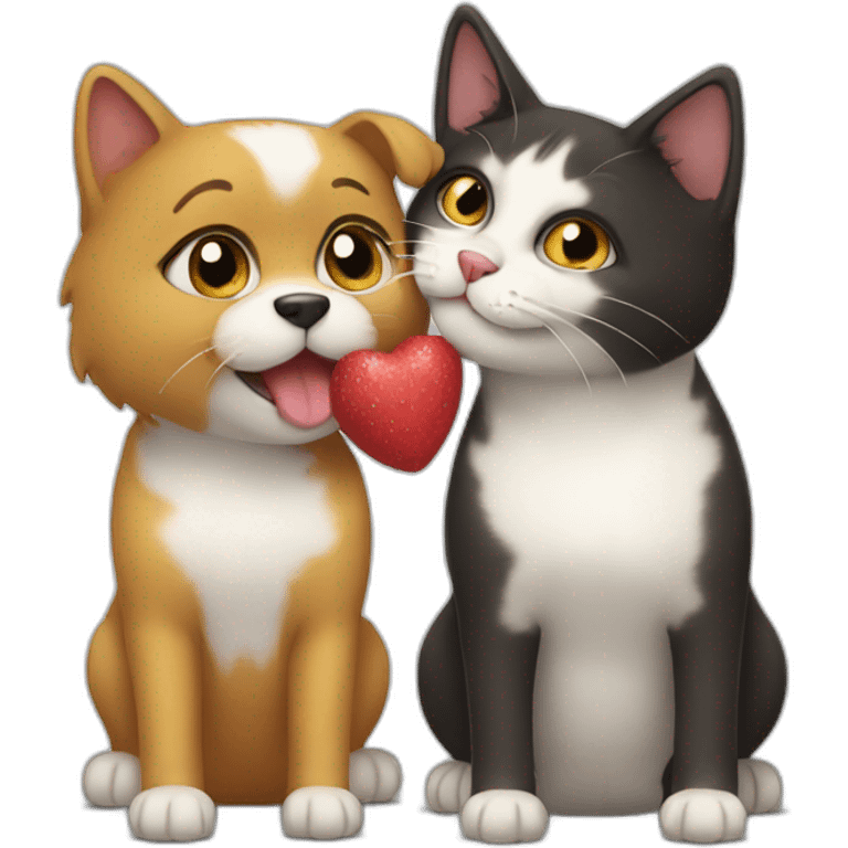 cat kiss dog emoji