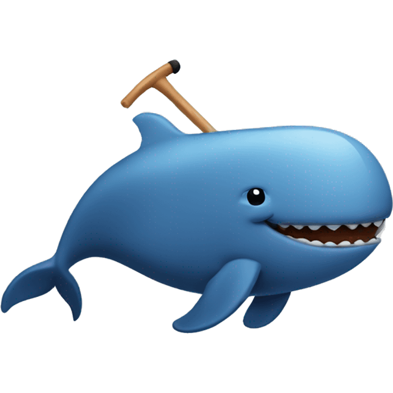 A whale holding a hockey stick emoji