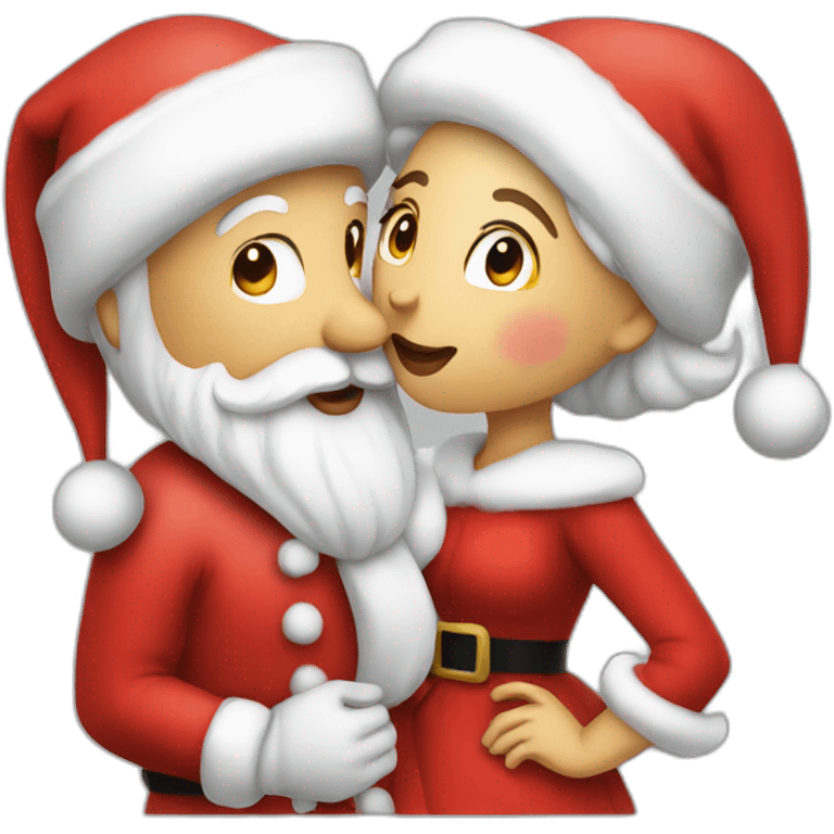 santa and mrs claus kissing emoji