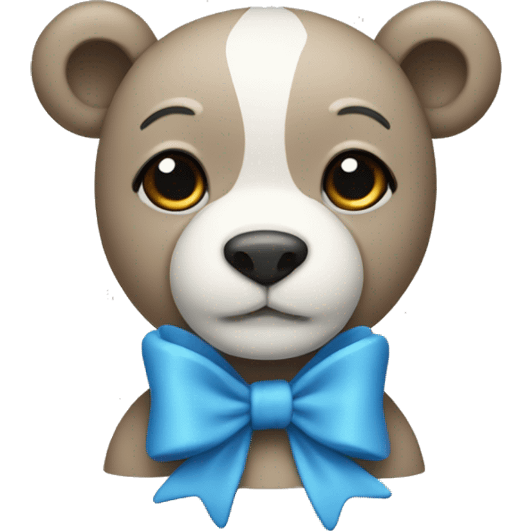 blue colored teddy with white bow emoji