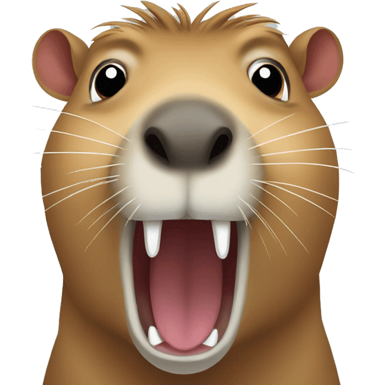 capybara in fear with mouth comically wide open emoji