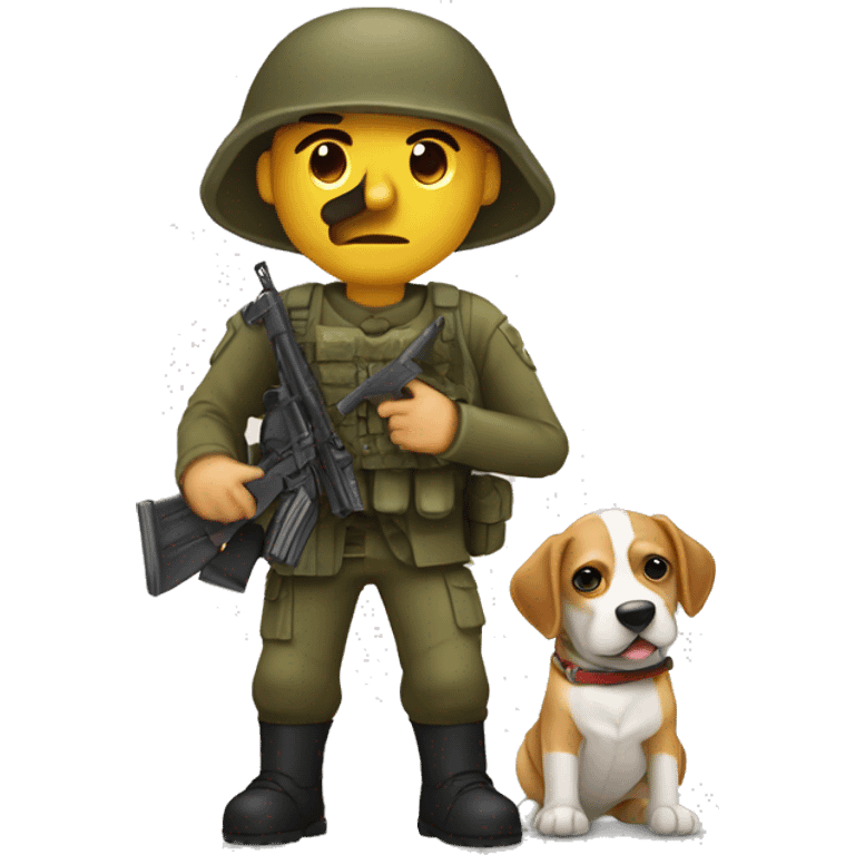 Soldado  con un perro encima emoji