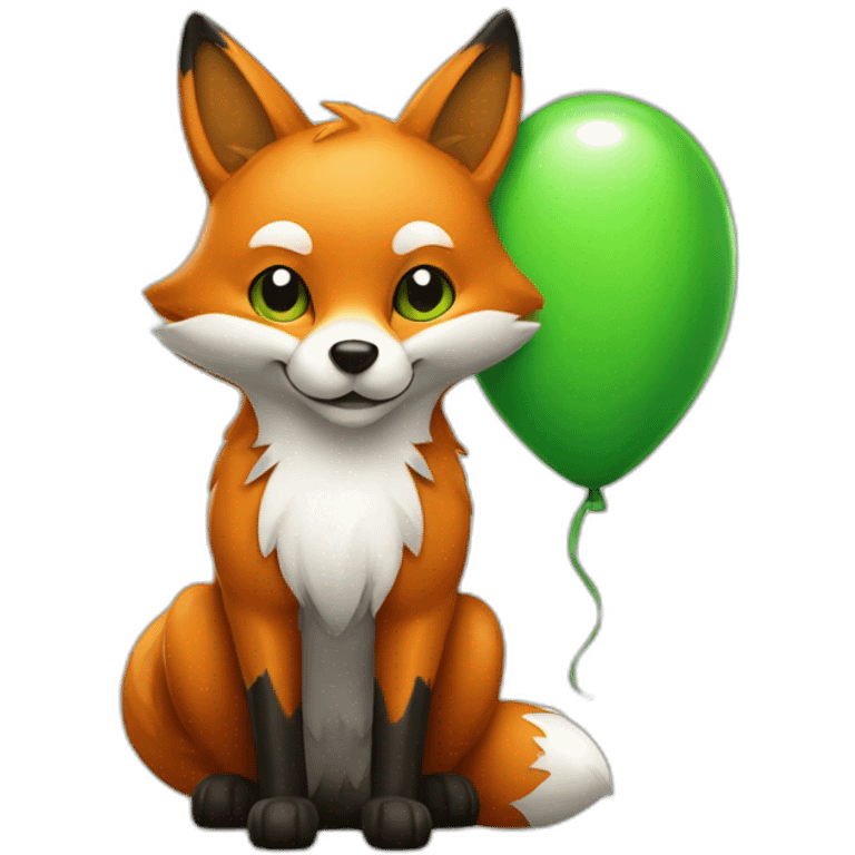 fox with a green balloon on which it says Shine Clean emoji