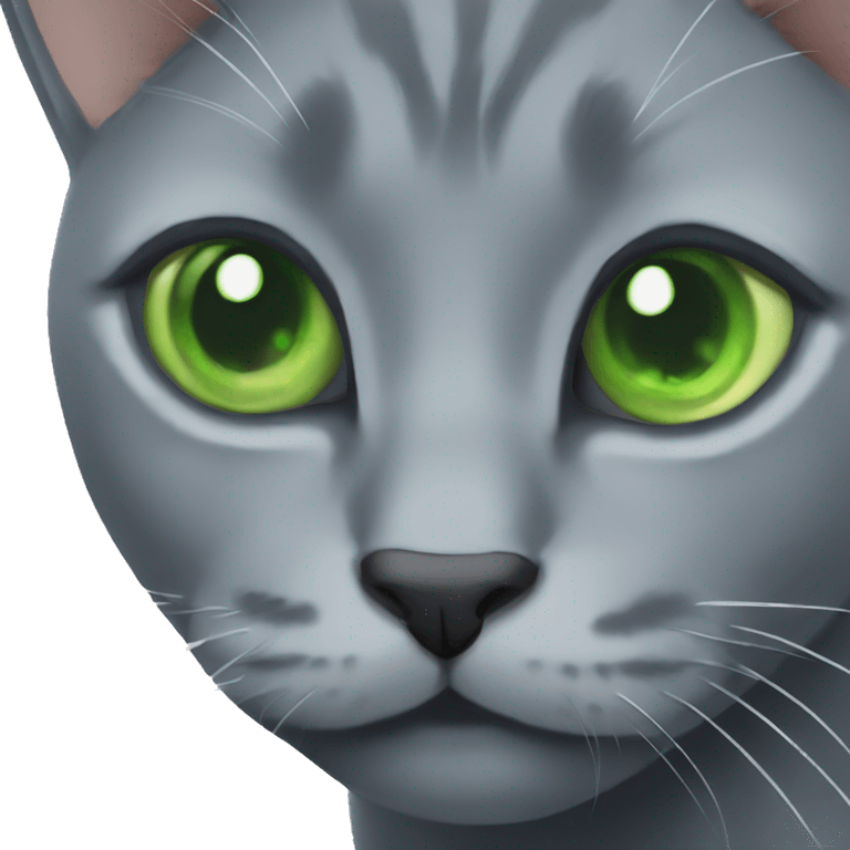 Russian blue cat with green eyes  emoji