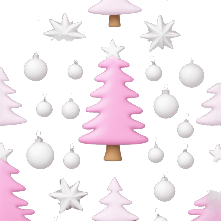 Pink Christmas tree with white ornaments emoji