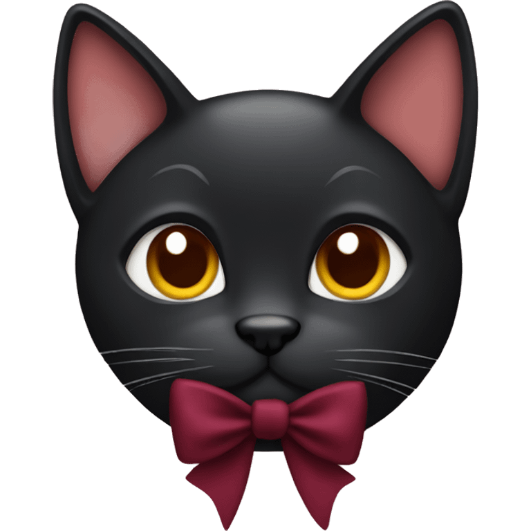 black cat with a maroon bow  emoji