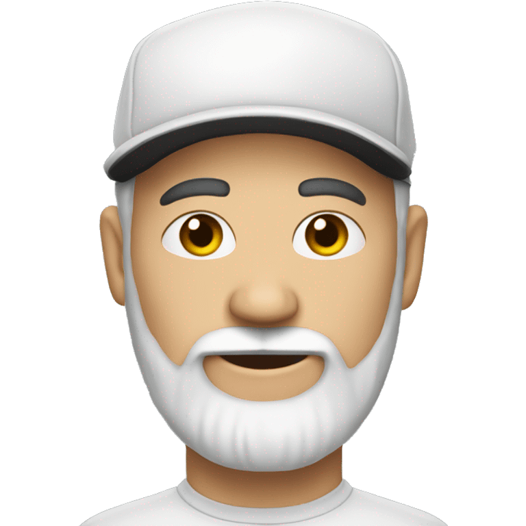 Man in his 40s with white cap hat, with long 2 color black and white beard emoji