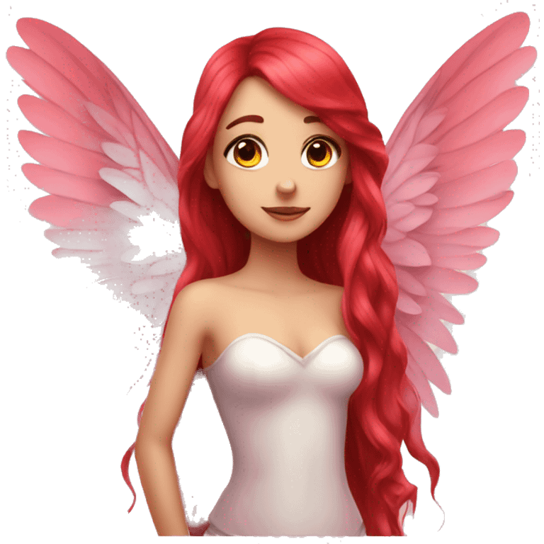 big wings, rose, Beautiful, fairy, red, long hair emoji