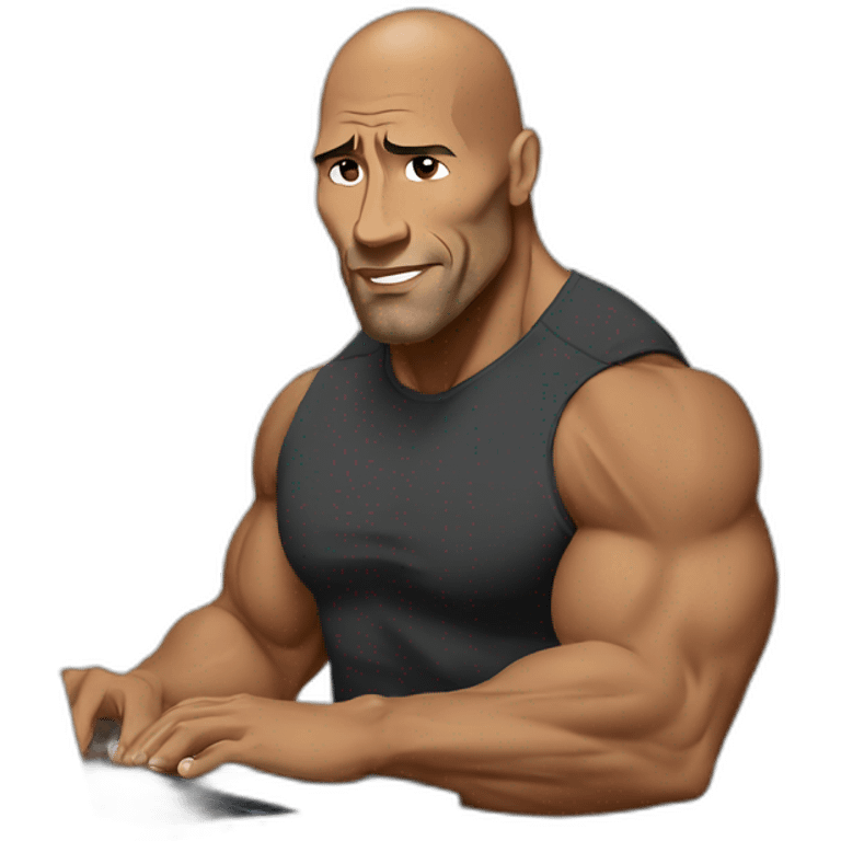 the rock working on macbook laptop emoji