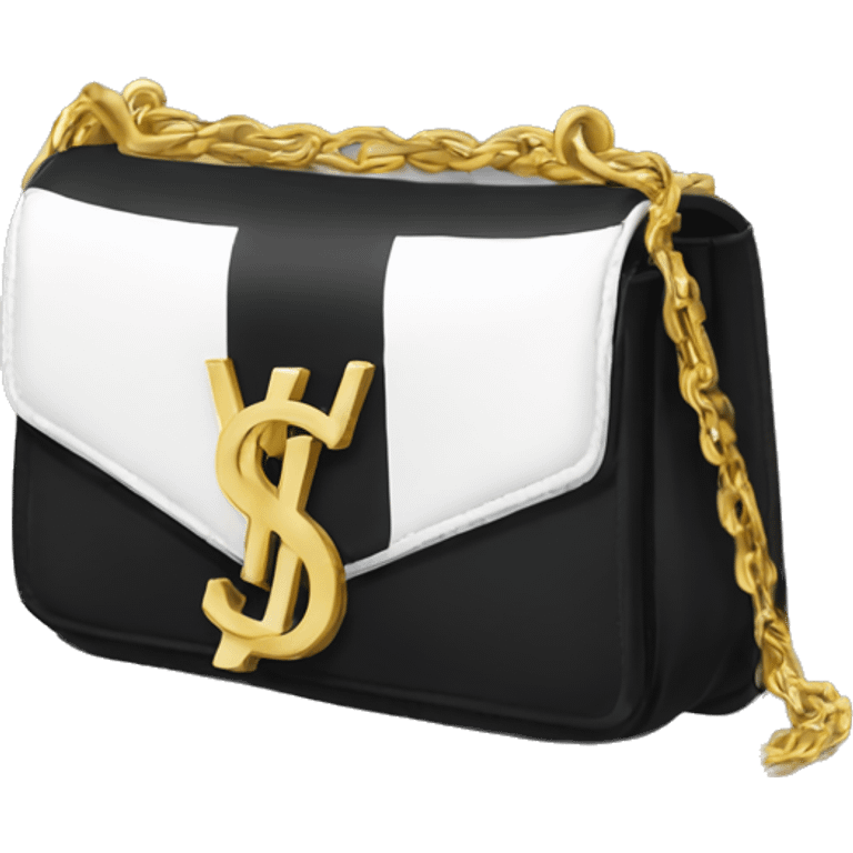 Black and white YSL purse with gold chain  emoji