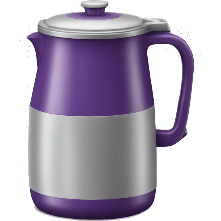 Realistic purple and gray camping coffee pot isolated.  emoji